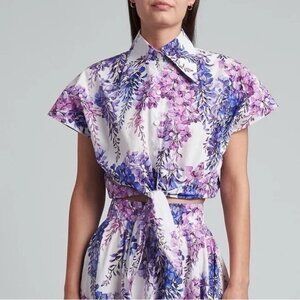 Dolce & Gabbana Purple and White Wisteria Print Tie Top